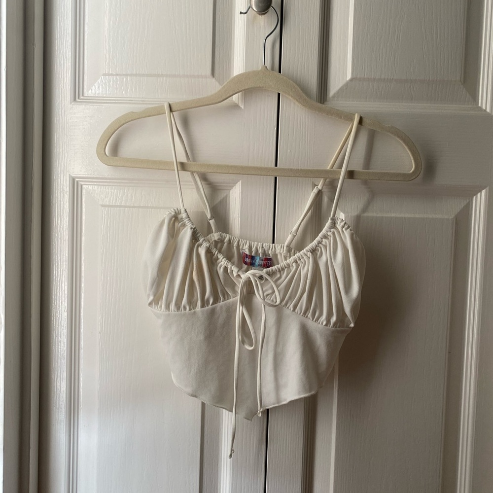 Urban Outfitters white ruched crop top